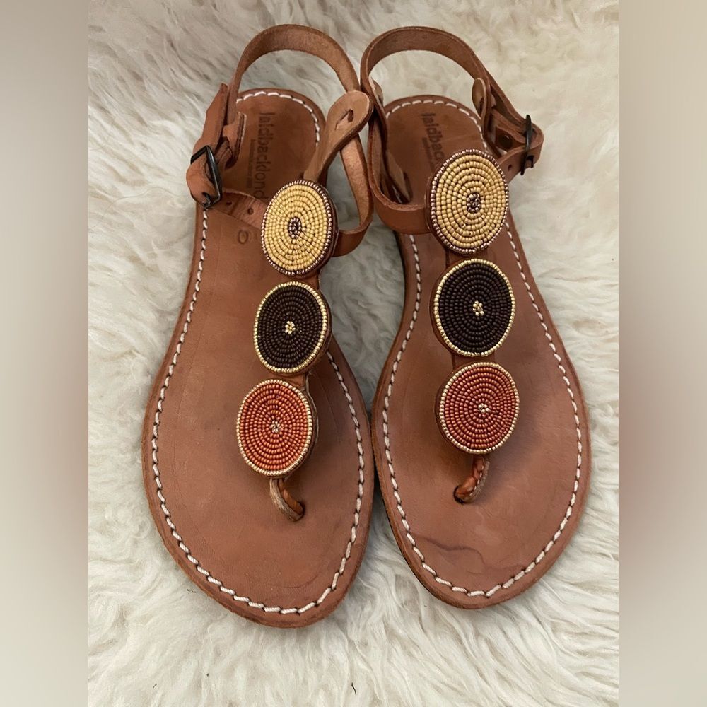 Laidback London beaded leather sandals 10